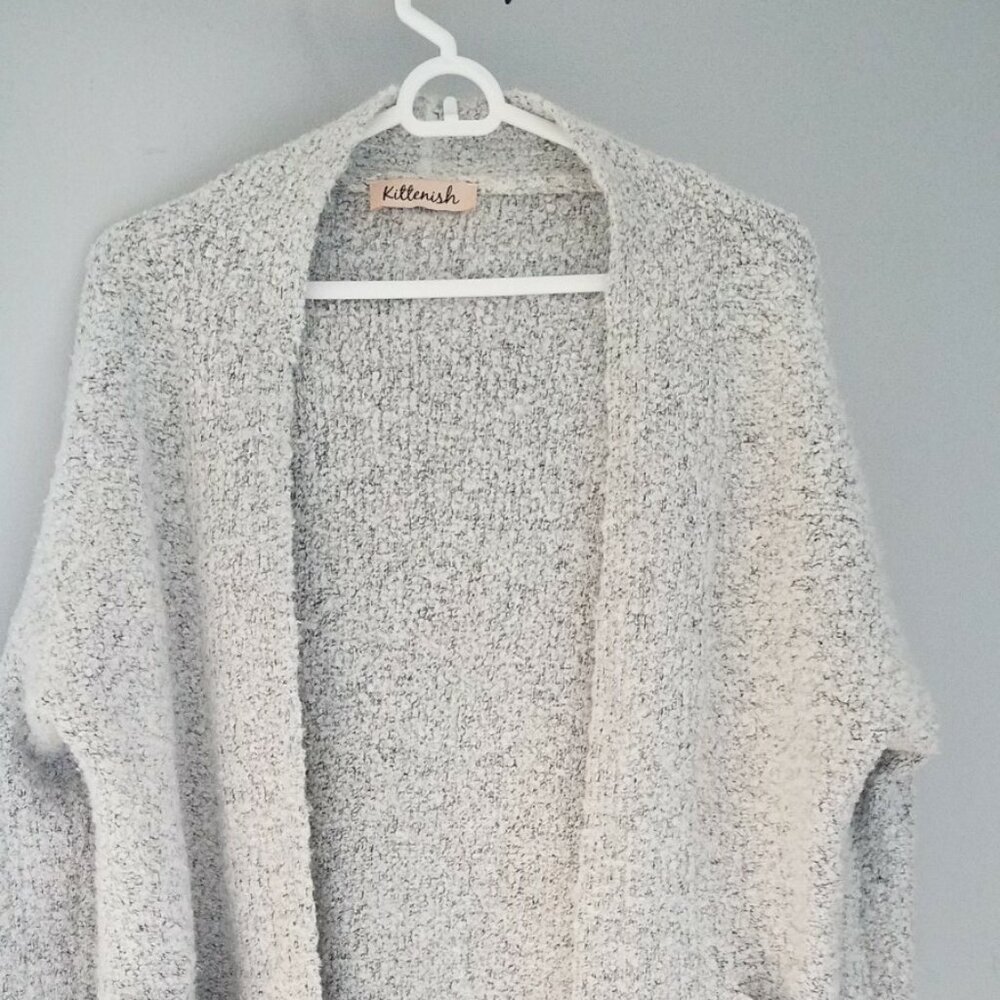 Kittenish Jessie James Gray Open Wool Blend Cardigan Sweater Size XS